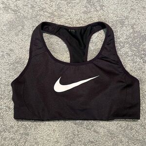 Nike Sports Bra - Black with large white swoosh - Size S
